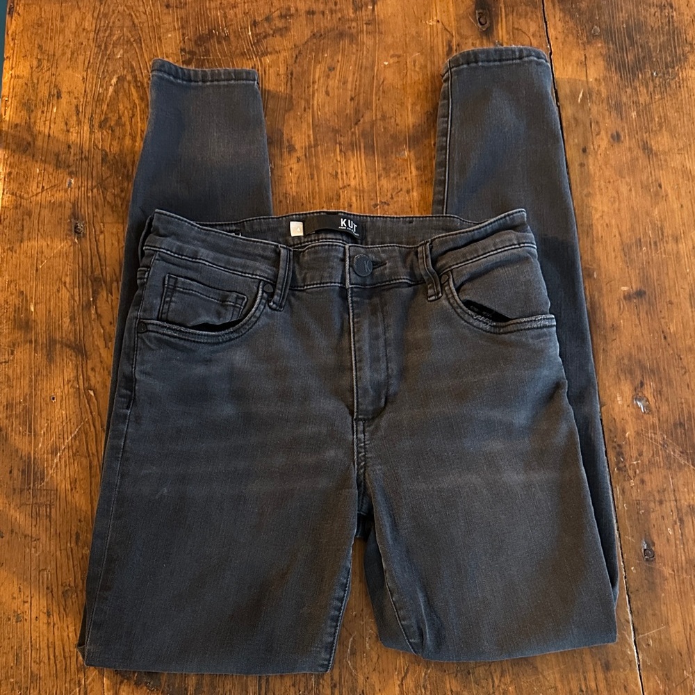 Kut from the Kloth Women's Hi Rise Mia Skinny Jeans in Charcoal Gray